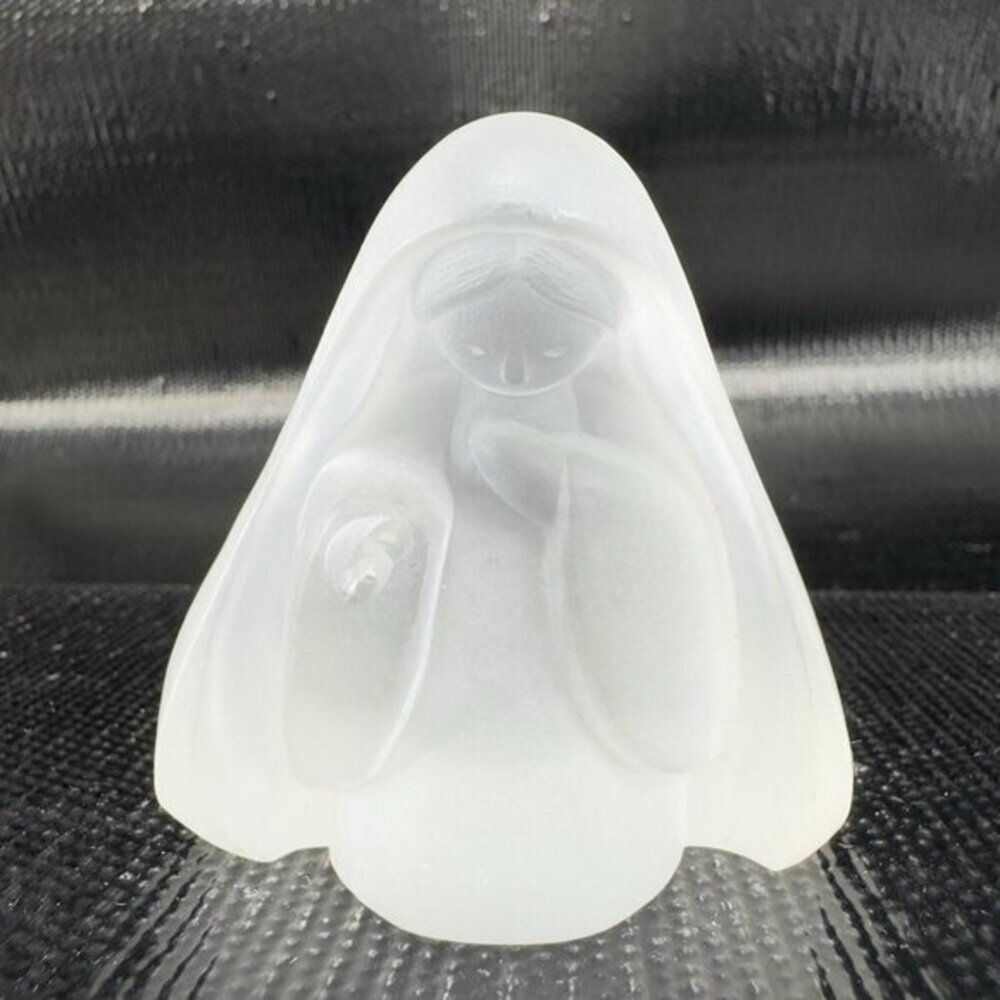Vintage 1980s Resin Acrylic Clear Satin Frosted Madonna Virgin Mary Figurine VTG